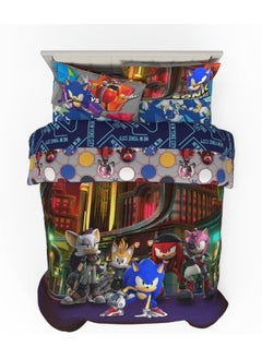 Franco Franco Sonic The Hedgehog Prime Anime Kids Bedding Super Soft Comforter and Sheet Set, 5 Piece Full Size  - Image 1