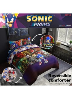 Franco Franco Sonic The Hedgehog Prime Anime Kids Bedding Super Soft Comforter and Sheet Set, 5 Piece Full Size  - Image 5
