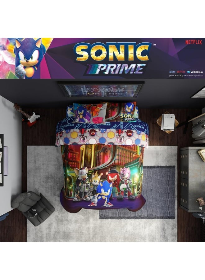 Franco - Franco Sonic The Hedgehog Prime Anime Kids Bedding Super Soft Comforter and Sheet Set, 5 Piece Full Size - Image 1