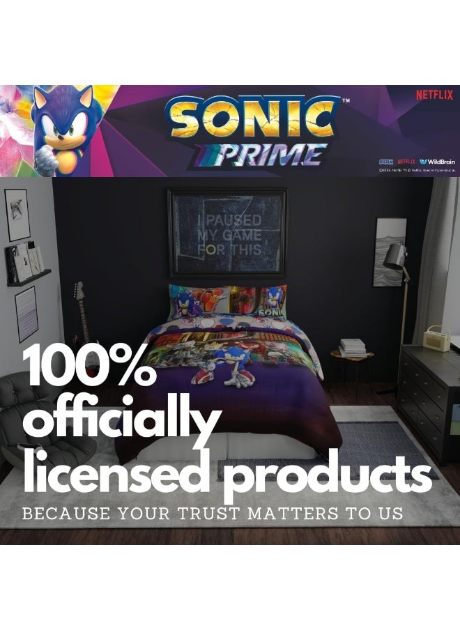 Franco - Franco Sonic The Hedgehog Prime Anime Kids Bedding Super Soft Comforter and Sheet Set, 5 Piece Full Size - Image 1