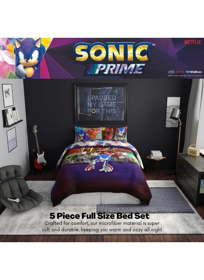 Franco Franco Sonic The Hedgehog Prime Anime Kids Bedding Super Soft Comforter and Sheet Set, 5 Piece Full Size  - Image 4