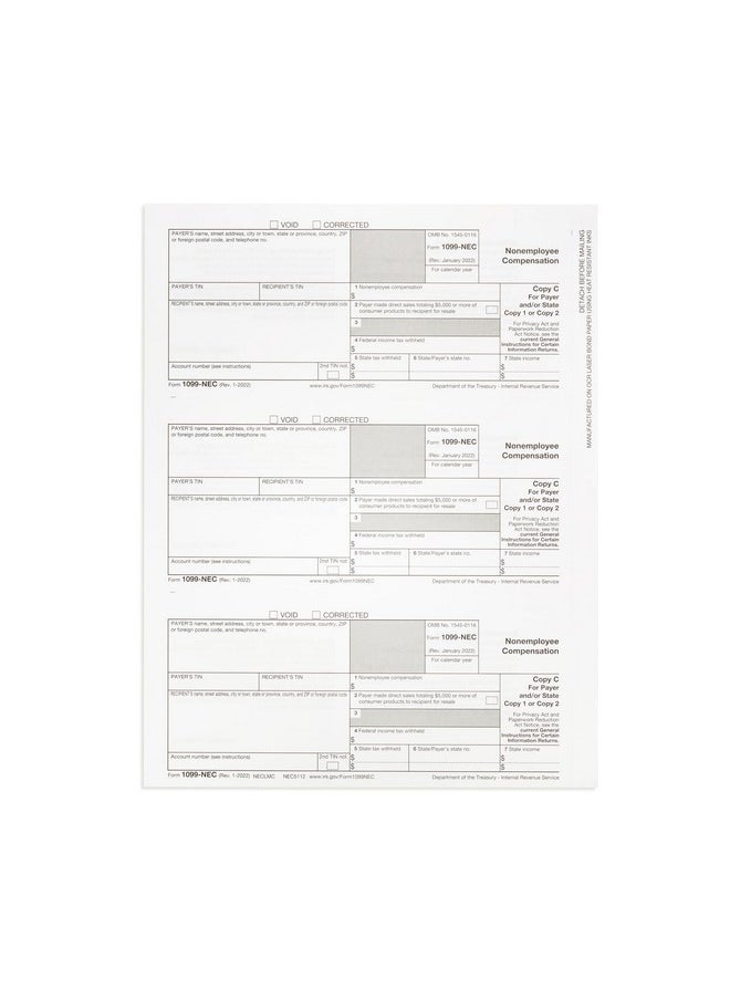 Blue Summit Supplies - 1099Nec 4Part Tax Form Kit 2023 Use With Quickbooks And Accounting Software 25 Pack Software And Envelopes Not Included - Image 1
