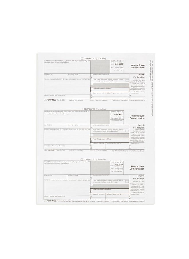 Blue Summit Supplies - 1099Nec 4Part Tax Form Kit 2023 Use With Quickbooks And Accounting Software 25 Pack Software And Envelopes Not Included - Image 1