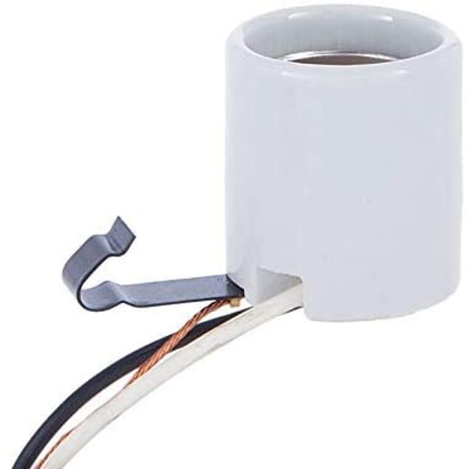 GLAZED PORCELAIN SNAPIN MED BASE SOCKET WITH 12 WIRE LEADS