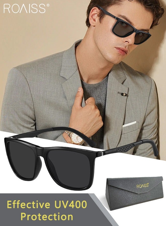 roaiss Men's Square Polarized Driving Sunglasses, UV400 Protection Sun Glasses, Fashion Anti-glare Sun Shades for Men Fishing, Traveling, Golfing, 57mm - Image 1