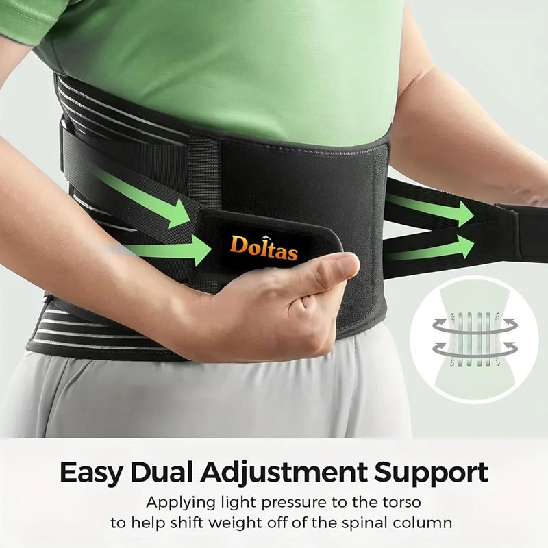DOLTAS Lumber Sacral Belt for Lower Back Pain Relief LS belt with four Aluminium plates & Adjustable Back support for Men & Women Universal (BLACK) - Image 2