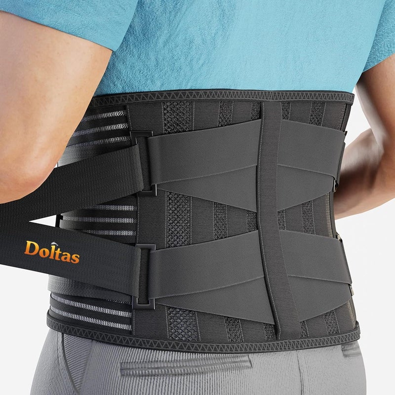 DOLTAS Lumber Sacral Belt for Lower Back Pain Relief LS belt with four Aluminium plates & Adjustable Back support for Men & Women Universal (BLACK) - Image 1