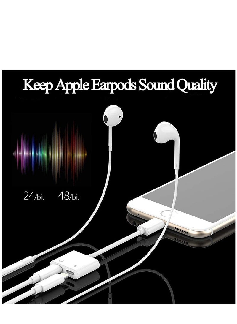 KASTWAVE For iPhone Headphones Adapter Splitter, 2 in 1 Dual Charger Cable Audio Adapter Converter for iPhone 12/11/XS/XR/X/8/7/6/iPad, Support Calling+Charging+Music Control - Image 5