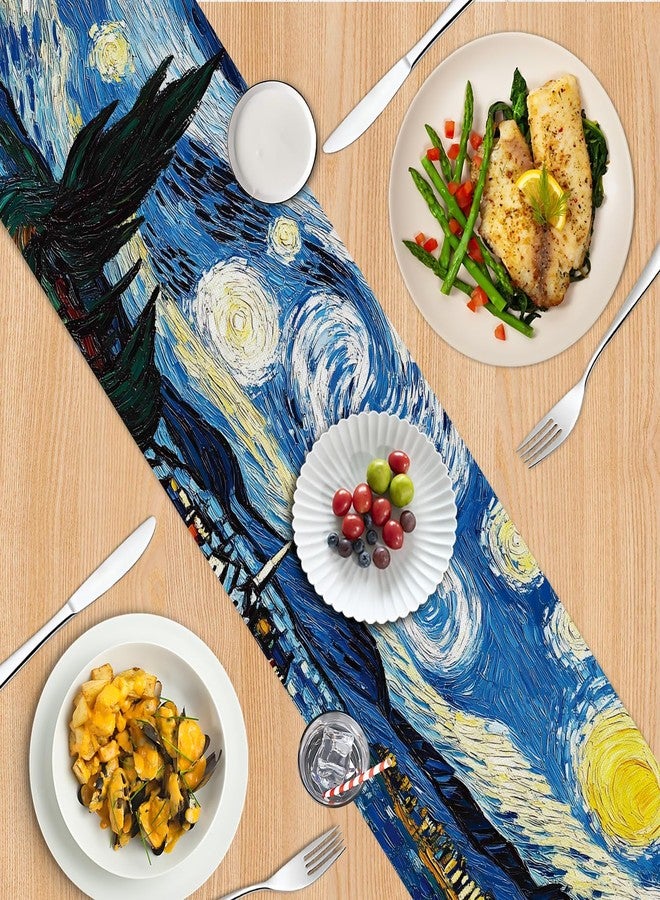 THISFIND Vincent Van Gogh Starry Night Table Runner and Placemats Set – 1 Table Runner + 6 Placemats – Classic Fine Art Dining Decor – Starry Sky Design Inspired by Van Gogh - Image 4