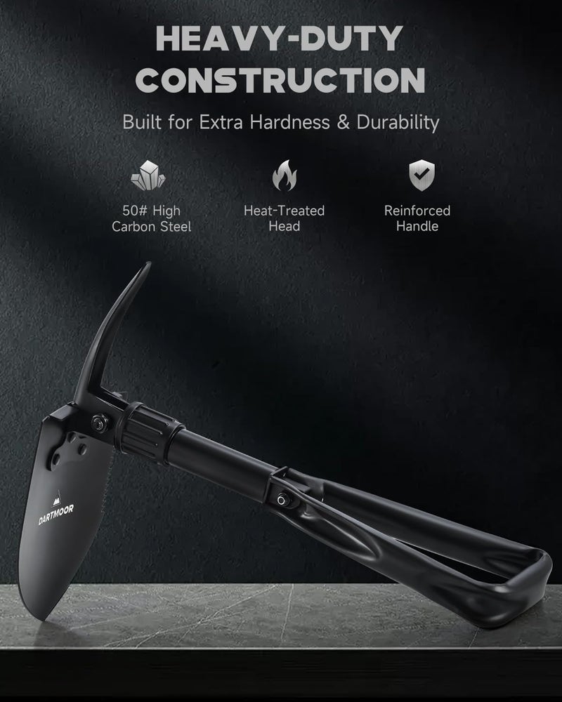 DARTMOOR Mini Folding Shovel High Carbon Steel, Portable Lightweight Outdoor Tactical Survival Foldable Mini Shovel, Entrenching Tool, Camping, Hiking, Digging, Backpacking, Car Emergency - Image 3