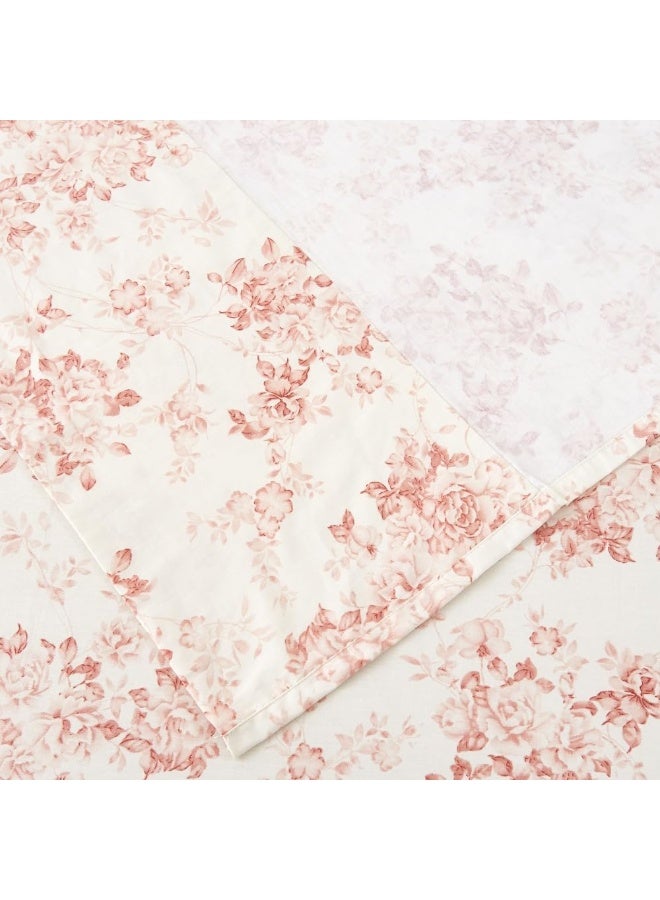 DAUAOTO 100% Cotton Bedding Printed Sheets Set for Queen Size Bed Up to 14" Deep Mattress, Toile Rose Floral Pattern Bedlinen Sets, Pale Red - Image 5