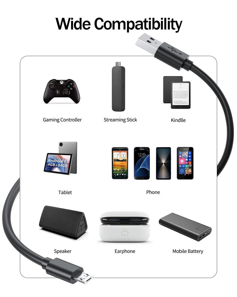 Superer 2 Pack 10FT Micro USB Charger Cable Fit for PS4 Controller, PS4 Slim/Pro, DualShock 4, Xbox One S/X Wireless Controller - Image 4