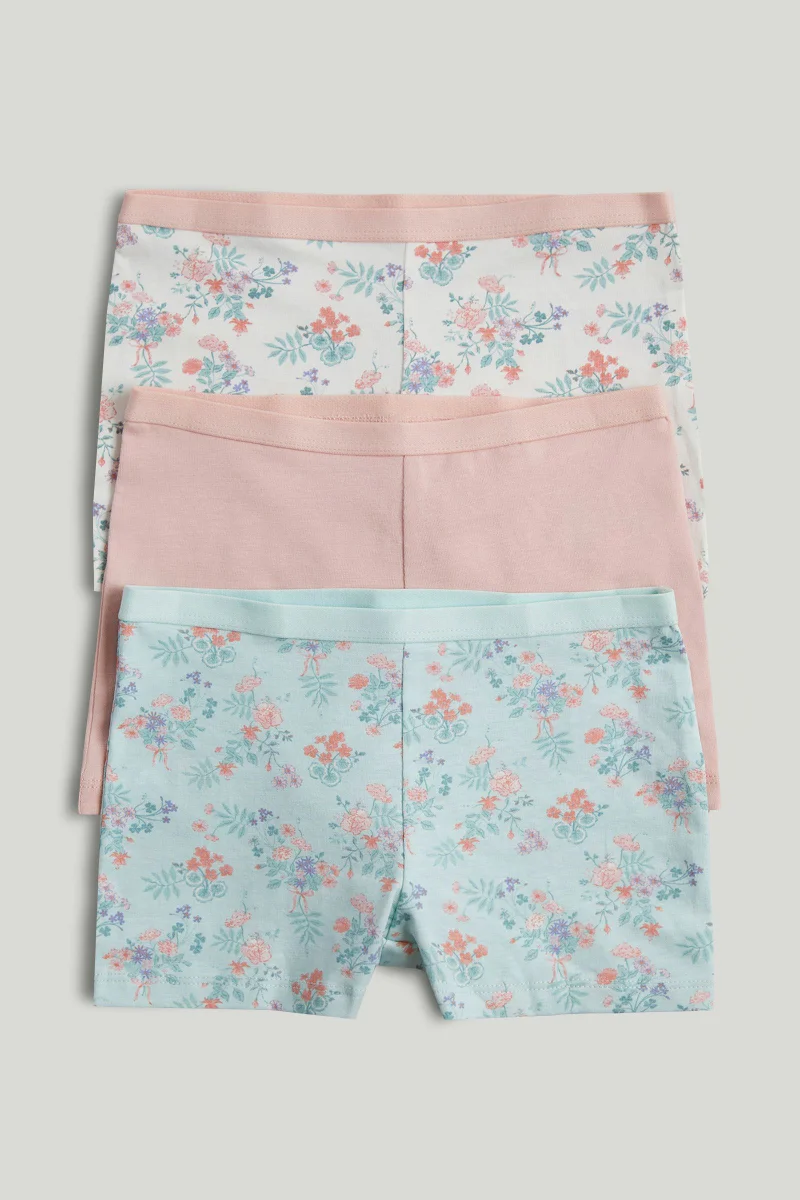 مذركير ثلاث قطع سراويل داخلية قصيرة بنقوش زهور