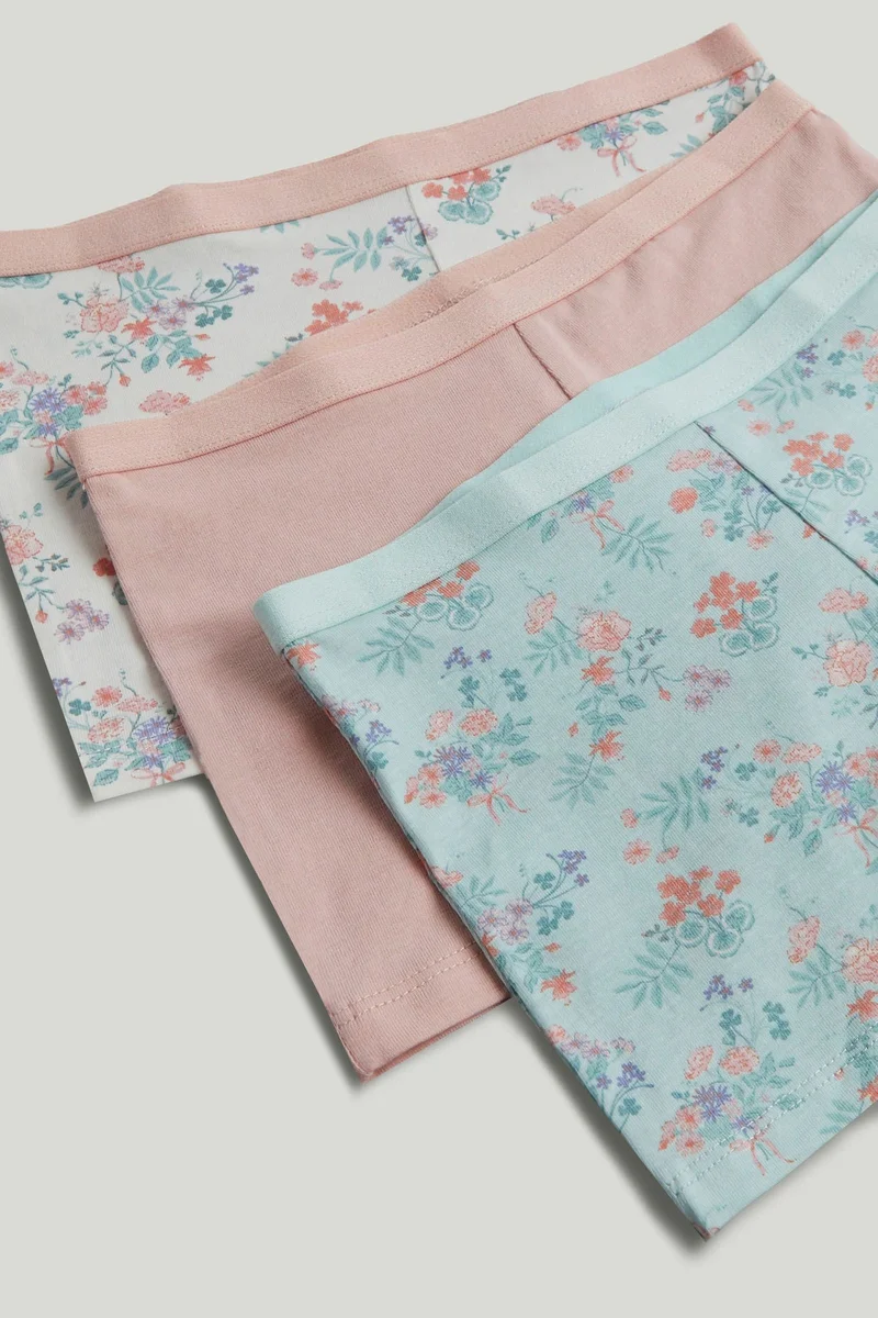 مذركير ثلاث قطع سراويل داخلية قصيرة بنقوش زهور