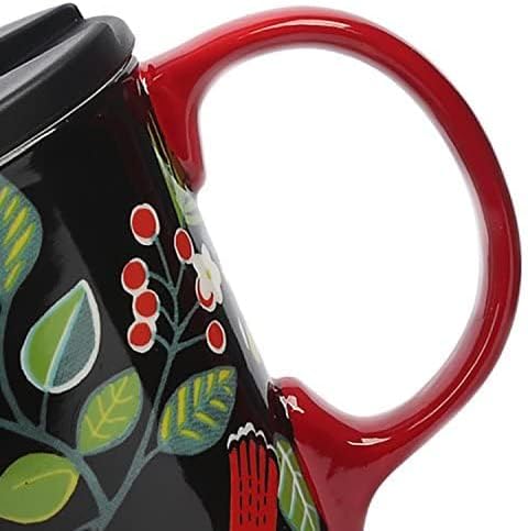 TZSSP Coffee Ceramic Mug Porcelain Latte Tea Cup With Lid in Gift Box 17ounce Cardinal Bird - Image 4
