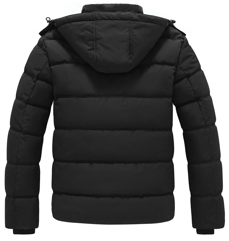 GGleaf Men's Hooded Winter Coat Warm Puffer Jacket Thicken Quilted Jacket Small Black - Image 2