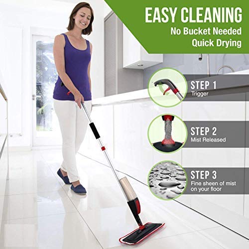 CELLEBII Microfiber Floor Cleaning Healthy Spray Mop with Removable Washable Cleaning Pad and Integrated Water Spray Mechanism - Image 4
