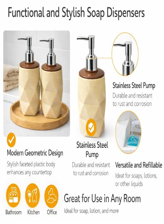 Bigining® 300 ml Each | Pack of 2 Geometric shap Liquid Soap Dispenser for Bathroom & Kitchen | Handwash, Sanitizer, Lotion, Shampoo Pump Bottle | Wash Basin Soap Dispenser | (Beige) - Image 3