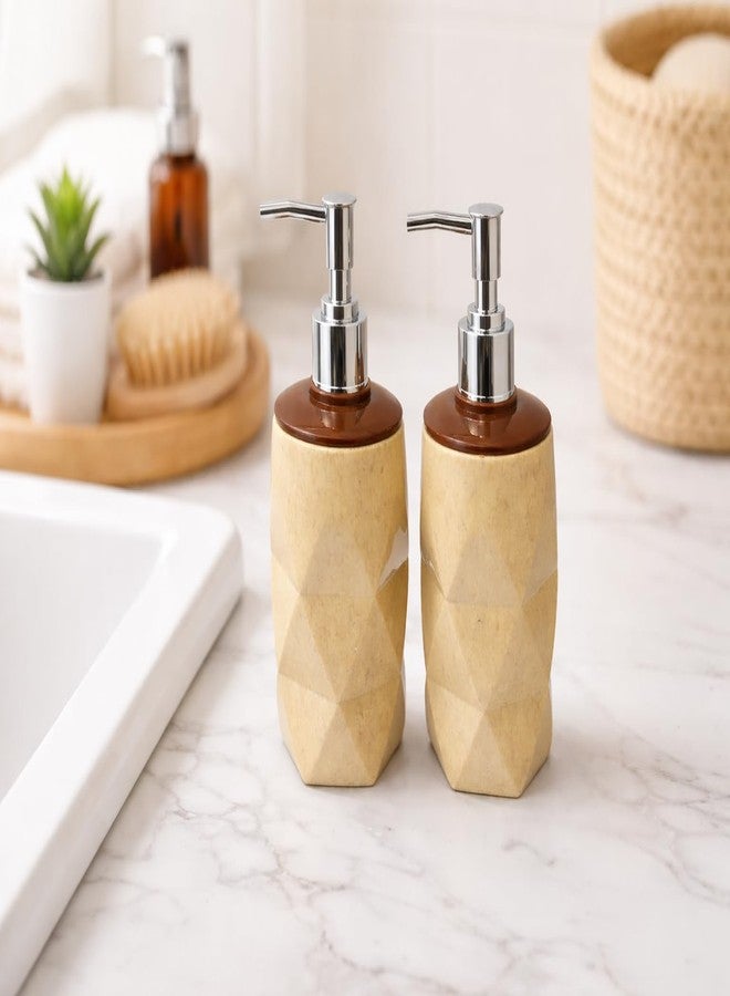 Bigining® 300 ml Each | Pack of 2 Geometric shap Liquid Soap Dispenser for Bathroom & Kitchen | Handwash, Sanitizer, Lotion, Shampoo Pump Bottle | Wash Basin Soap Dispenser | (Beige) - Image 5