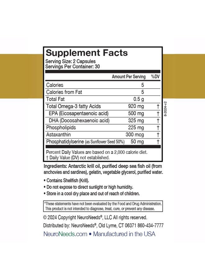Neuro Needs OmegaNeeds Omega-3 Fatty Acids Antarctic Krill and Fish Oil Blend, eicosapentaenoic Acid (EPA) docosahexaenoic Acid (DHA) - Image 2