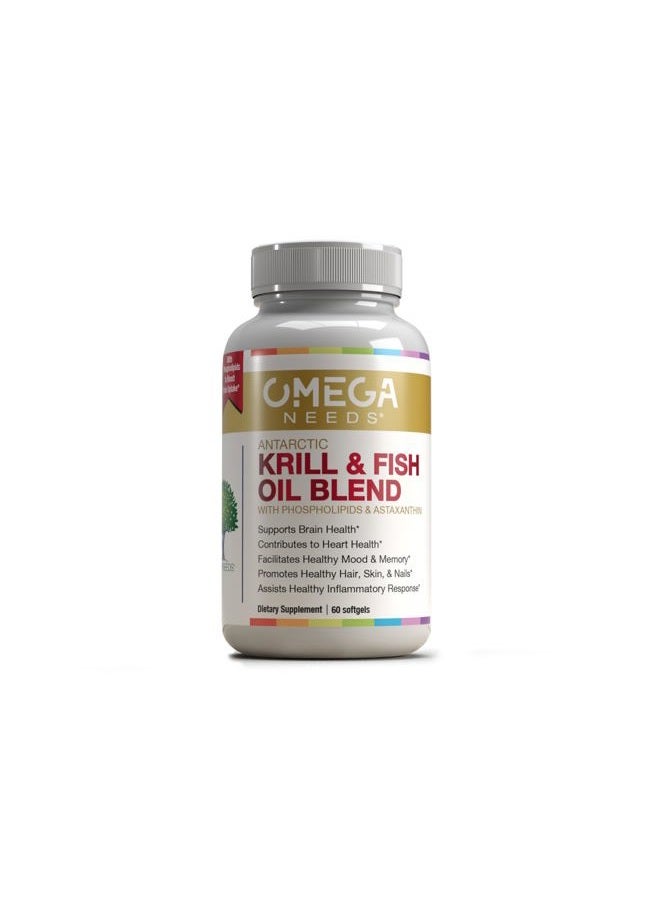 Neuro Needs OmegaNeeds Omega-3 Fatty Acids Antarctic Krill and Fish Oil Blend, eicosapentaenoic Acid (EPA) docosahexaenoic Acid (DHA) - Image 1