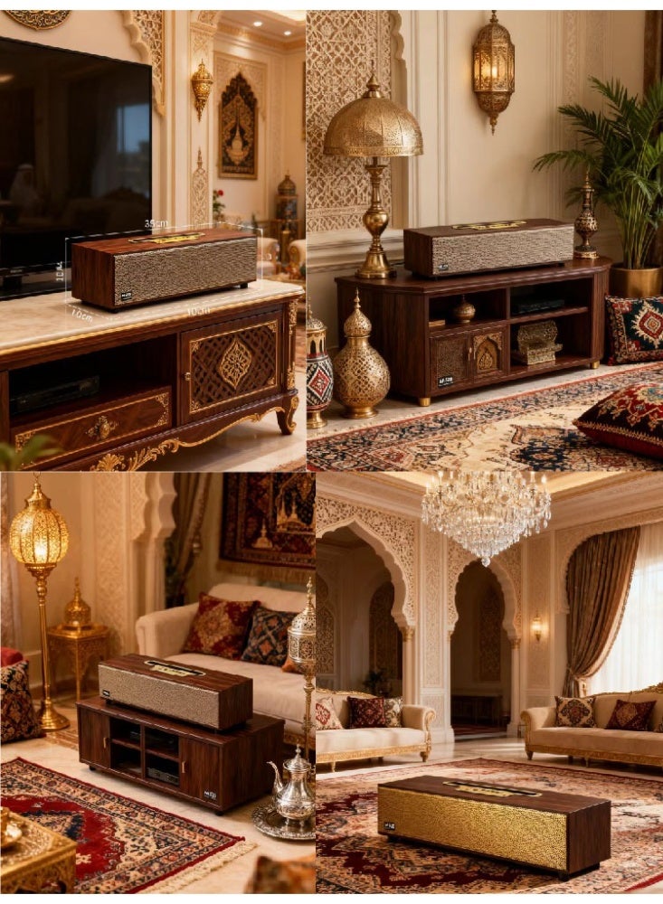 Retro Computer Speakers - Wooden Sound Bar with Bluetooth 5.3 & USB Connectivity | Universal Compatibility for PC, Desktop, Laptop, Monitor, Tablet & Smartphone - Image 2