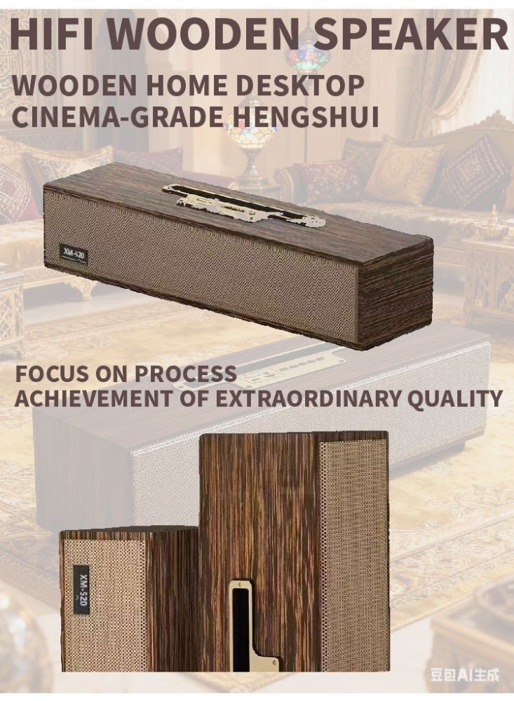 Retro Computer Speakers - Wooden Sound Bar with Bluetooth 5.3 & USB Connectivity | Universal Compatibility for PC, Desktop, Laptop, Monitor, Tablet & Smartphone - Image 3