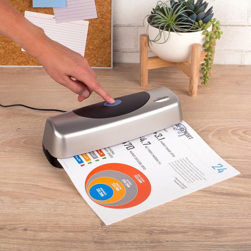 Swingline Electric 3 Hole Punch - Compact Desktop Puncher for Home and Office, 15 Sheet Capacity, Silver and Black - Image 3
