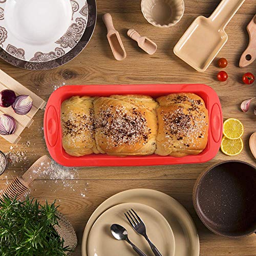 Inditradition Silicone Bread & Loaf Pan Mould | Fruit Cake, Pastry Making Pan | Baking Mould (Rectangle, 8.5 x 3.4 Inches, Random Colour),Red - Image 3