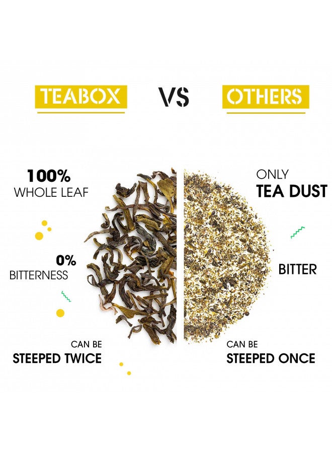 Teabox Teabox Premium Organic Green Tea With Chamomile Flowers | 100% Whole Leaf Green Tea Leaves With Whole Chamomile Flower | 0% Bitterness | USDA ORGANIC | 100 Tea Bags (Low Caffeine)  - Image 4