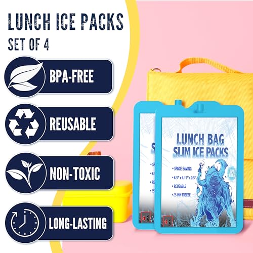 Kona Ice Packs for Lunch Boxes - No Ice Bags Required - Reusable Long Lasting Cooler Ice Packs (-5C) Small Thin Freezer Packs - Freezes in 25 Minutes (Set of 4) - Image 5