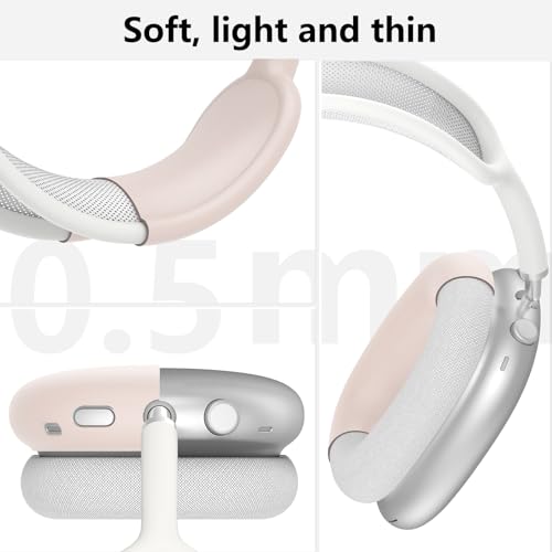 MINDRESY Silicone Case Cover for AirPods Max Headphones, Ear Pad Case Cover/Ear Cups Cover/Headband Cover for AirPods Max (USB-C/Lightning)(2024/2020),Accessories Silicone Protector for Apple AirPods Max, Nude - Image 5