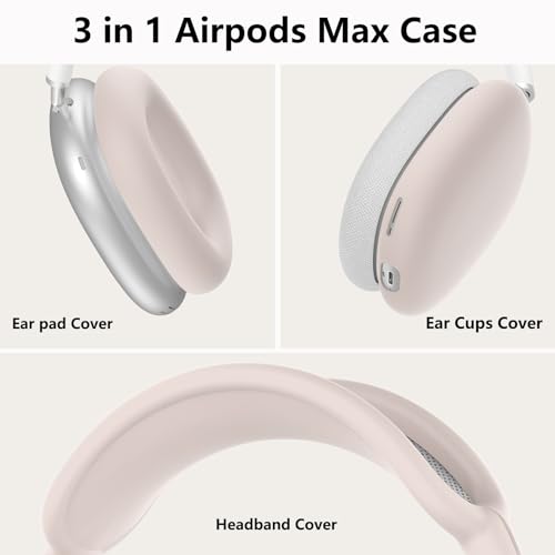 MINDRESY Silicone Case Cover for AirPods Max Headphones, Ear Pad Case Cover/Ear Cups Cover/Headband Cover for AirPods Max (USB-C/Lightning)(2024/2020),Accessories Silicone Protector for Apple AirPods Max, Nude - Image 4