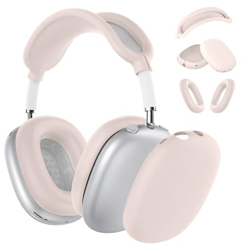 MINDRESY Silicone Case Cover for AirPods Max Headphones, Ear Pad Case Cover/Ear Cups Cover/Headband Cover for AirPods Max (USB-C/Lightning)(2024/2020),Accessories Silicone Protector for Apple AirPods Max, Nude - Image 1