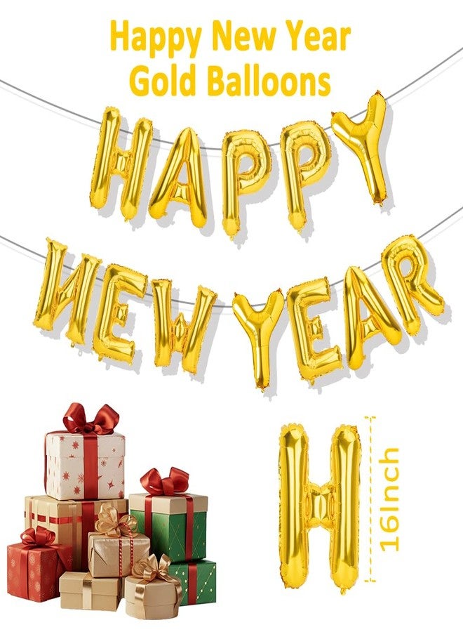 WSepascI Gold Happy New Year Balloons 2026, 16 Inch 2026 Foil Number Balloons, New Year Balloon for Bar Home Festival Happy Lunar New Years 2026 New Year's Eve Anniversary Party Decorations Supplies - Image 3