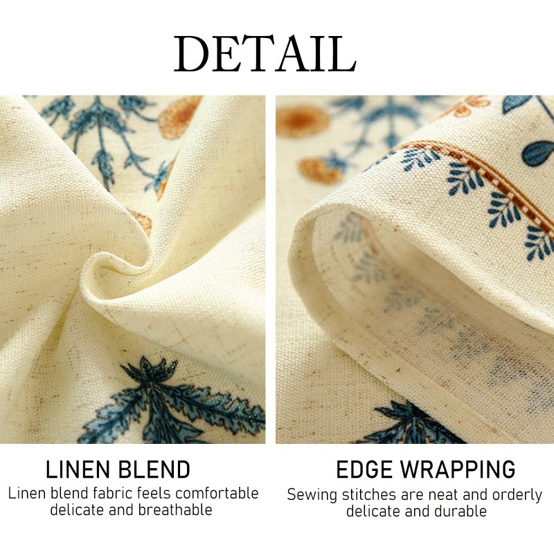 ISAENNE Designer French Pale Yellow Table Cloth for Rectangle Table,Linen Floral Tablecloth,Wrinkle Resistant Decor Tablecloths for Dining Thanksgiving Banquet Kitchen,55"*79"-Estevan A - Image 5
