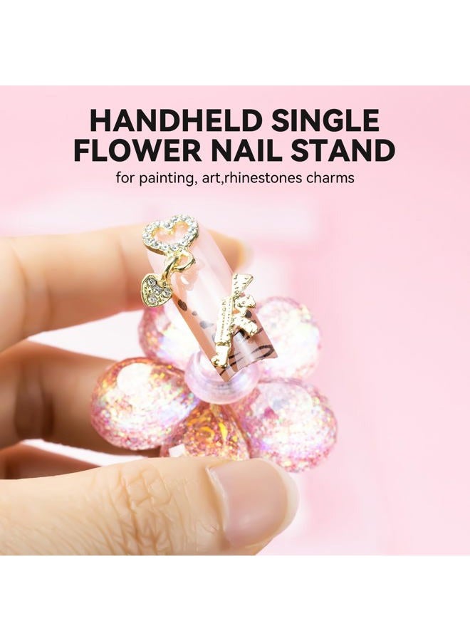 ESUOHYM Nail Stand for Press On Fake Nails Painting Display Practice, Powerful Magnetic Nail Holder for Diy Design, Single Flower Nail Stand with 200 PCS Double-Sided Tapes, Nail Tools for Home Salon - Image 3
