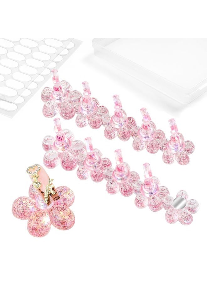 ESUOHYM Nail Stand for Press On Fake Nails Painting Display Practice, Powerful Magnetic Nail Holder for Diy Design, Single Flower Nail Stand with 200 PCS Double-Sided Tapes, Nail Tools for Home Salon - Image 1