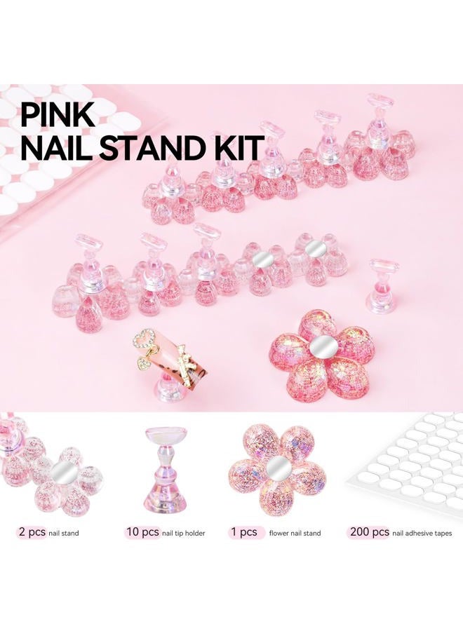 ESUOHYM Nail Stand for Press On Fake Nails Painting Display Practice, Powerful Magnetic Nail Holder for Diy Design, Single Flower Nail Stand with 200 PCS Double-Sided Tapes, Nail Tools for Home Salon - Image 2