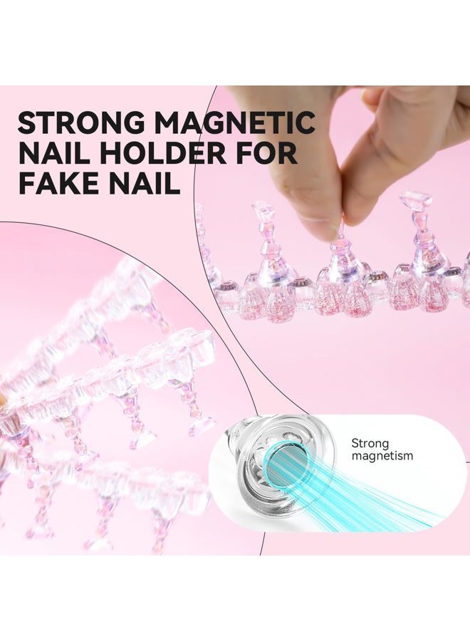 ESUOHYM Nail Stand for Press On Fake Nails Painting Display Practice, Powerful Magnetic Nail Holder for Diy Design, Single Flower Nail Stand with 200 PCS Double-Sided Tapes, Nail Tools for Home Salon - Image 4