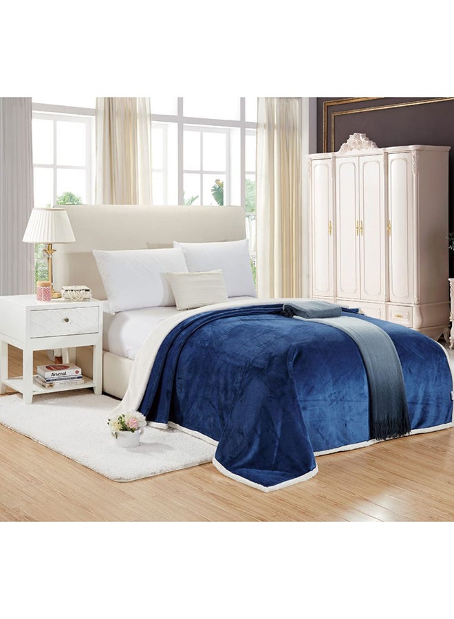 Soft Bed Blanket faux_fur Blue