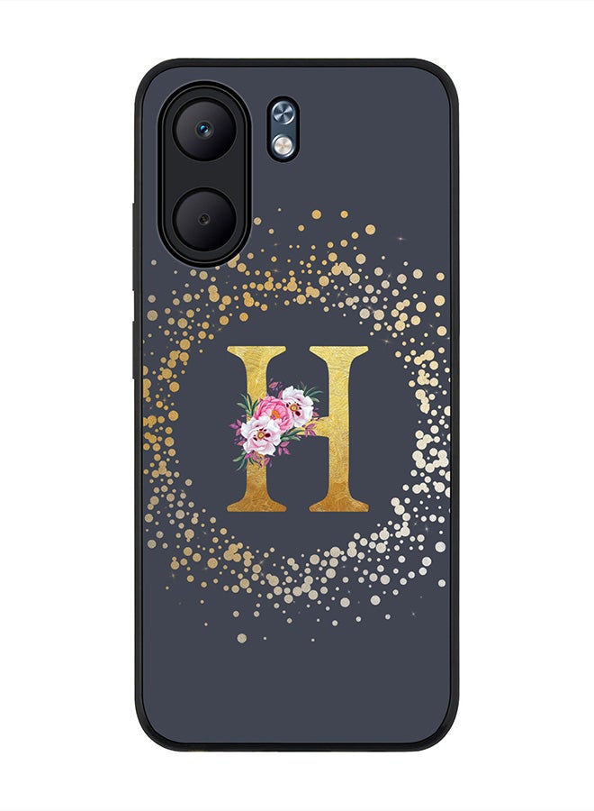 Stylizedd For Oppo A5x 5G / A5x 4G Case,Slim fit Camera Protection, Shockproof Thin Phone cover  - Custom Monogram Floral - H  (Grey )