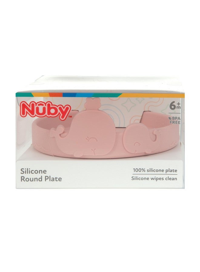 Nuby Animal Friend Silicone Round Plate - Toddler Plate - 6+ Months - Pink Whale Plate - Image 4