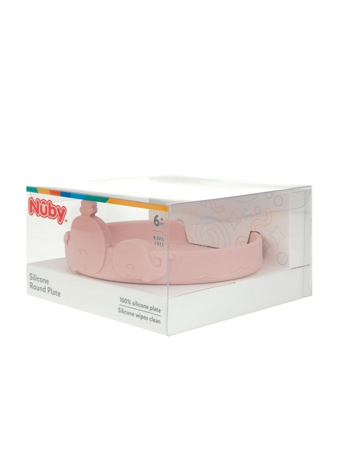 Nuby Animal Friend Silicone Round Plate - Toddler Plate - 6+ Months - Pink Whale Plate - Image 5