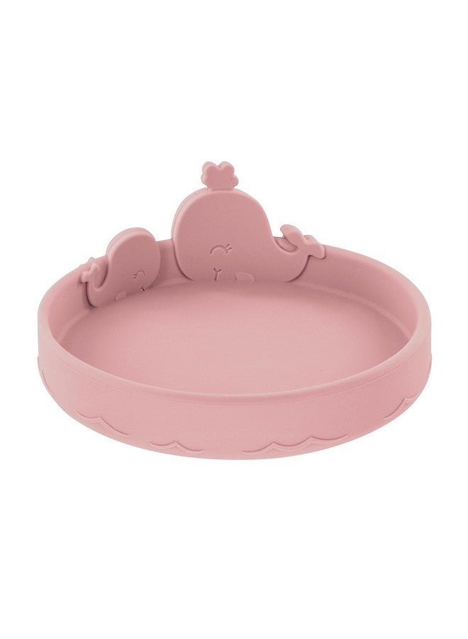 Nuby Animal Friend Silicone Round Plate - Toddler Plate - 6+ Months - Pink Whale Plate - Image 1