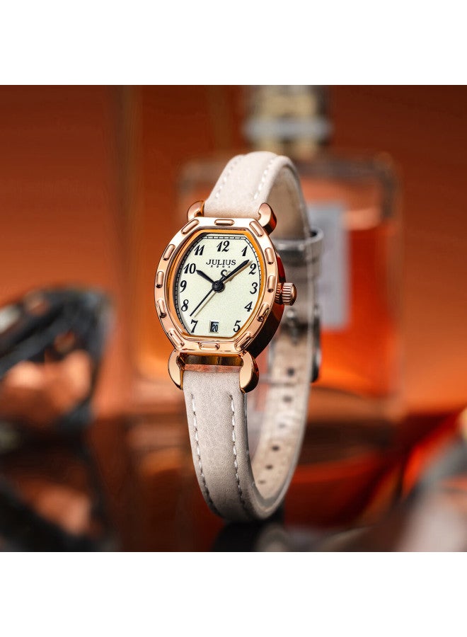 Julius Women's Small Roman Numeral Fashion Barrel-shaped Student Watch Light Pink Ja-1508d - Image 2