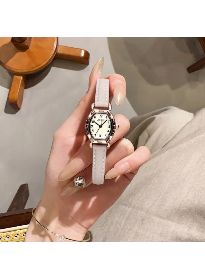 Julius Women's Small Roman Numeral Fashion Barrel-shaped Student Watch Light Pink Ja-1508d - Image 1