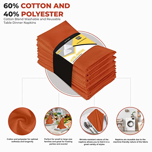 Utopia Kitchen Orange Cloth Napkins [12 Pack, 18x18 Inch] Absorbent Cotton Blend Washable and Reusable for Halloween, Thanksgiving, Dinner, Restaurant, Lunch, Wedding and Hotel - Image 3