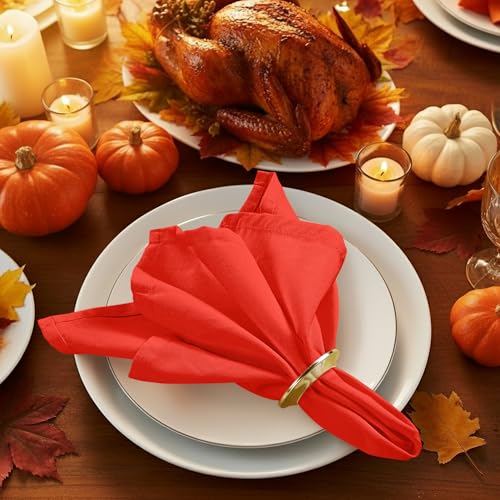 Utopia Kitchen Orange Cloth Napkins [12 Pack, 18x18 Inch] Absorbent Cotton Blend Washable and Reusable for Halloween, Thanksgiving, Dinner, Restaurant, Lunch, Wedding and Hotel - Image 4