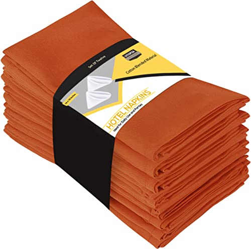 Utopia Kitchen Orange Cloth Napkins [12 Pack, 18x18 Inch] Absorbent Cotton Blend Washable and Reusable for Halloween, Thanksgiving, Dinner, Restaurant, Lunch, Wedding and Hotel - Image 1